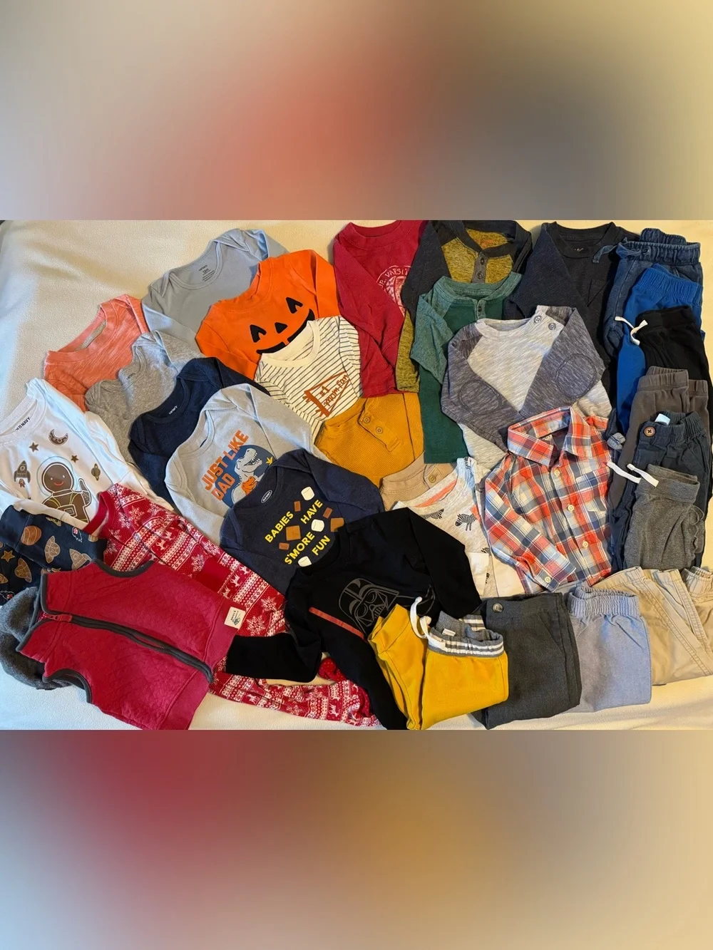 Huge Lot Baby Boy Cool Weather 6-18M Pants Tops 33 pcs Carter’s Old Navy